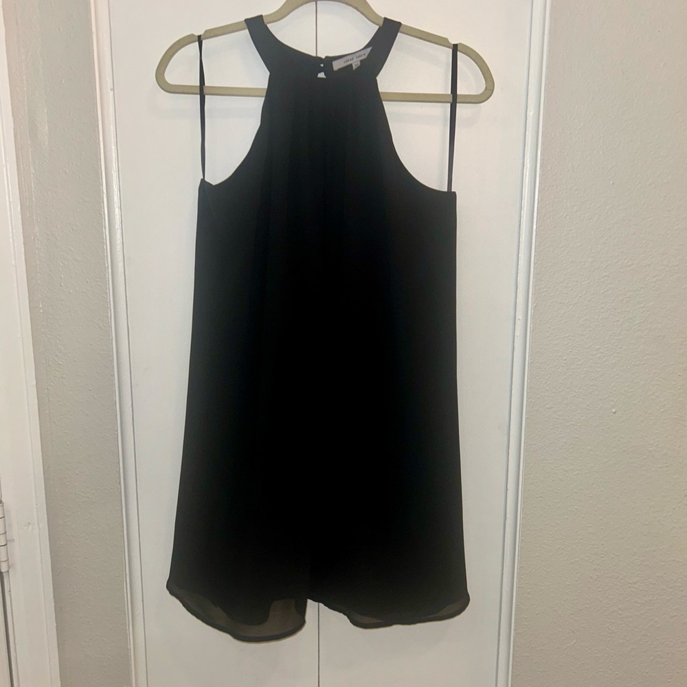 Naked Zebra Halter Neck Sleeveless Polyester Like New Black Dress Keyhole Back